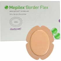 "Mepilex Border Flex 5"" x 6.3"" Self-Adherent Absorbent Bordered Foam Dressing"