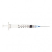 "Sol-Care Luer Lock Safety Syringe with Exchangeable Needle 22G x 1"", 3 mL (100 count)"