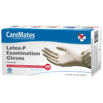CareMates Latex Powdered Disposable Examination Gloves, Medium