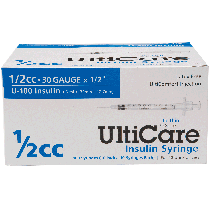 "UltiCare Insulin Syringe 30G x 1/2"", 1/2 mL (100 count)"