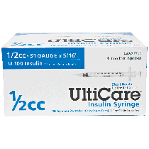 "Short Needle Insulin Syringe 31G x 5/16"", 1/2 mL (100 count)"
