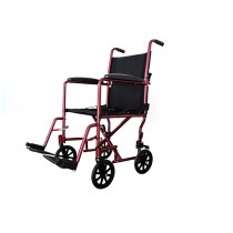 "Transport Chair with Swing Away Foot Rest 19"" Width, Aluminum, Burgundy"