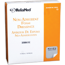 "ReliaMed Sterile Latex-Free Non-Adherent Foam Dressing 4"" x 4"""