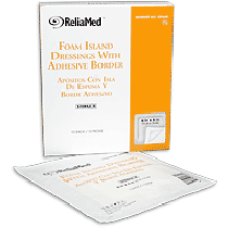 "ReliaMed Sterile Latex-Free Foam Island Dressing with Adhesive Border 6"" x 6"" with 4"" x 4"" Pad"
