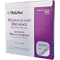 "ReliaMed Sterile Latex-Free Hydrocolloid Dressing with Foam Back 6"" x 6"""