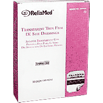 "ReliaMed Sterile Latex-Free Transparent Thin Film I.V. Site Adhesive Dressing 4"" x 4-3/4"""