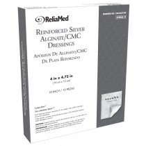 "Reliamed Reinforced Silver Alginate/CMC Dressing 4"" x 4.75"""