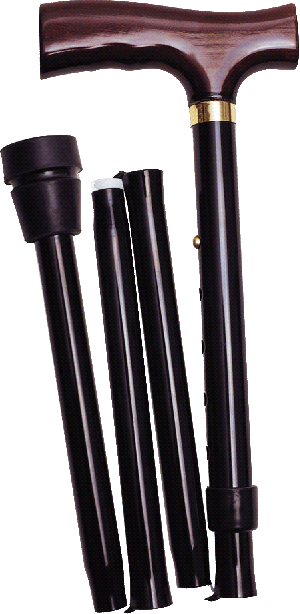"Folding Travel Cane with Fritz Handle, Black, 33"" - 37"""