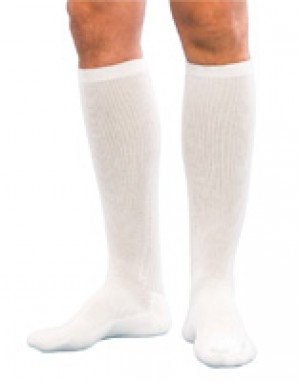 "Knee-High Cushioned Cotton Compression Socks Size B 9"" - 11"" Shoe, White"