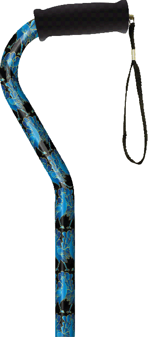 Offset Handle Cane, Blue Peacock