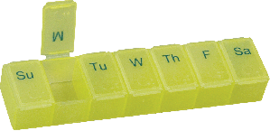 Acu-Life Large 7 Day Pill Box, Yellow Color Tint