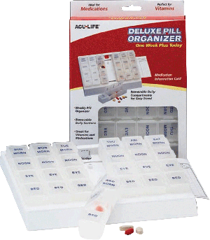 Acu-Life Deluxe Pill Organizer 'One Week Plus Today'