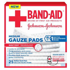 "J & J Band-Aid First Aid Gauze Pads 3"" x 3"" 25 CT"