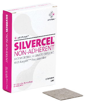 "Silvercel Non-Adherent Antimicrobial Alginate Dressing 2"" X 2"""