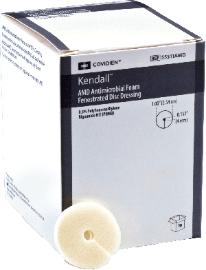 "AMD Antimicrobial Foam Disc, 1"" Diameter, 4mm Hole"