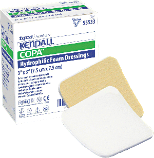"Copa Ultra-Soft Fenestrated Hydrophilic Foam Dressing 3-1/2"" x 3"" Square"