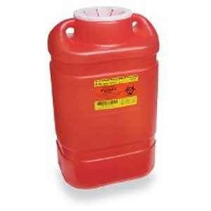 Sharps Container, Screw Top Lid, Red, 5 Gallon