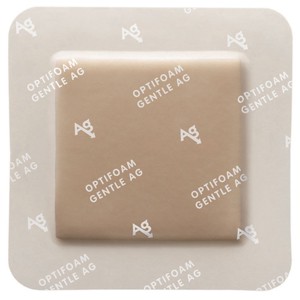 "Optifoam Ag Antimicrobial Adhesive Gentle Border Dressings, 6"" x 6"""