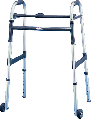 "Dual-Release Junior Paddle Walker with 5"" Fixed Wheel"