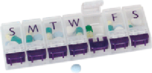 "7-Day Push Button Pill Reminder 2"" x 5-5/8"" Medium"