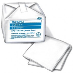 "Curity Cotton O-B Sponge 4"" x 4"""