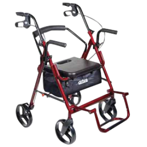 "Duet Rollator/Transport Chair Burgundy, 26"" x 25-1/2"" x 37"" , 8"" Casters"