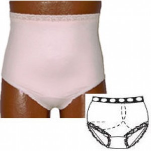 "OPTIONS Ladies' Basic with Built-In Barrier/Support, Soft Pink, Left-Side Stoma, X-Large 10, Hips 4