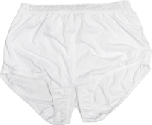 "OPTIONS Split-Lace Crotch with Built-In Barrier/Support, Soft Pink, Left-Side Stoma, Large 8-9, Hip