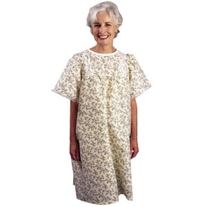 LadyLace Patient Gown with Short Sleeves, One Size, Garden Print