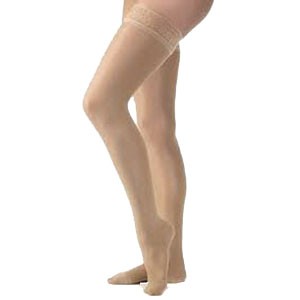 Relief Thigh-High Firm Compression Stockings without Silicone Dot Band Medium, Beige