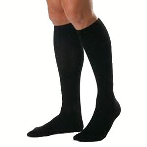 Men's Knee-High Ribbed Compression Socks X-Large Full Calf, Black