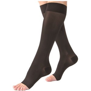 UltraSheer Knee-High Stockings, 20-30 mmHg, Petite, Large, Open Toe, Black