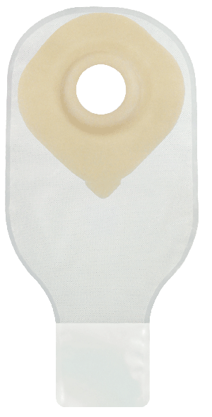 "Securi-T USA 12"" 1-Piece Extended Wear Drainable Pouch Pre-Cut 1"" Transparent 1 Curved Tail Closu