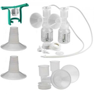 Dual HygieniKit Milk Collection System with CustomFit Flange System with One-Hand Manual Breast Pump