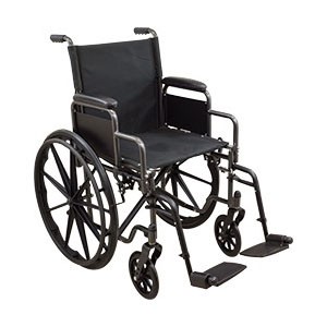 KONA Wheelchair with Swing Away Footrests & Desk Length Arms, 20 x 16