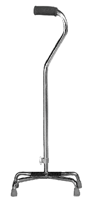 Quad Base Adjustable Aluminum Cane, Large