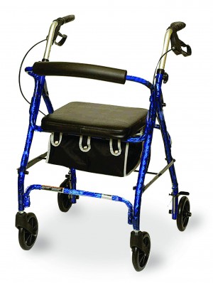 Jr. Size Rollator with Loop Brakes and Basket, Blue