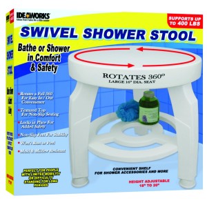 "Swivel Shower Stool, 16-1/2"" dia. Seat, Height Adjustable from 17"" - 19"""