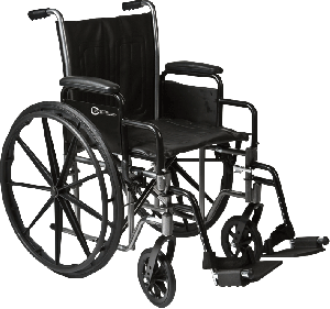 "K2-Lite Wheelchair with Removable Desk-Length Arms and Swing-Away Footrest, 18"" x 16"""