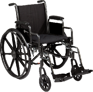"K3-Lite Wheelchair with Removable Desk-Length Arms and Swing-Away Footrests, 16"" x 16"""