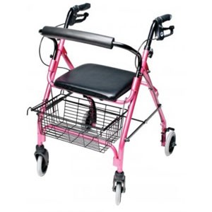 "Lumex Walkabout Lite Four-Wheel Rollator, Pink, 6"" Wheel"