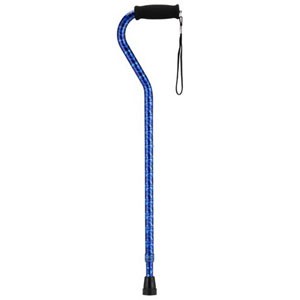 "Aluminum Adjustable Offset Cane, Blue Wave, 30"" - 39"" Height Adjustment"