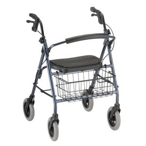 4-Wheel Walker with Seat, Red, up to 400 lbs.