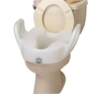 Bath Safe Elongated Elevated Toilet Seat w/Arms
