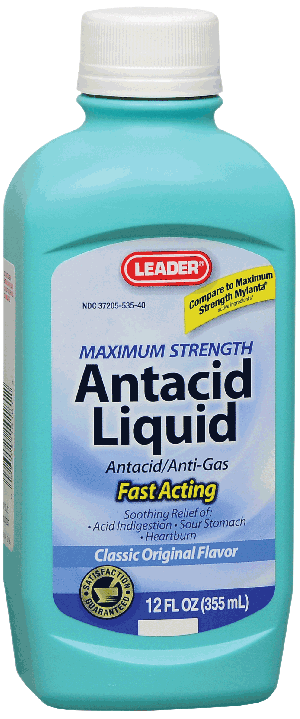 Leader Maximum Strength Antacid/Antigas Suspension, 12 oz.