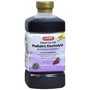 Leader Pediatric Electrolyte Grape Solution, 33.8 oz.