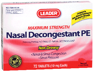 Leader Nasal Decongestant PE Tablets 10 mg (72 Count)
