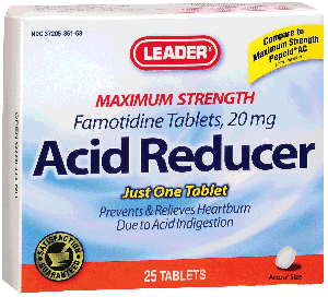 Leader Famotidine Acid Reducer Tablets 20 mg (25 Count)