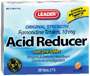 Leader Famotidine Acid Reducer Tablets, 10 mg (30 Count)