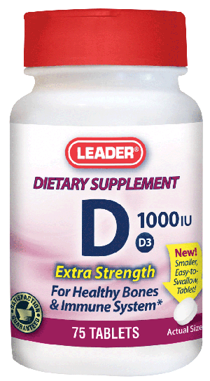 Leader Vitamin D3 Tablets, 1000IU (75 Count)